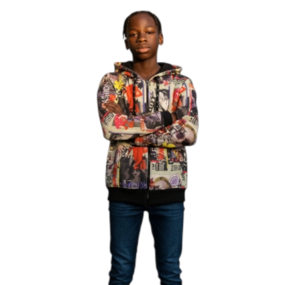 🦜 2/$10 Thrill Sherpa Lined Multicolor Youth Hoodie. Small.